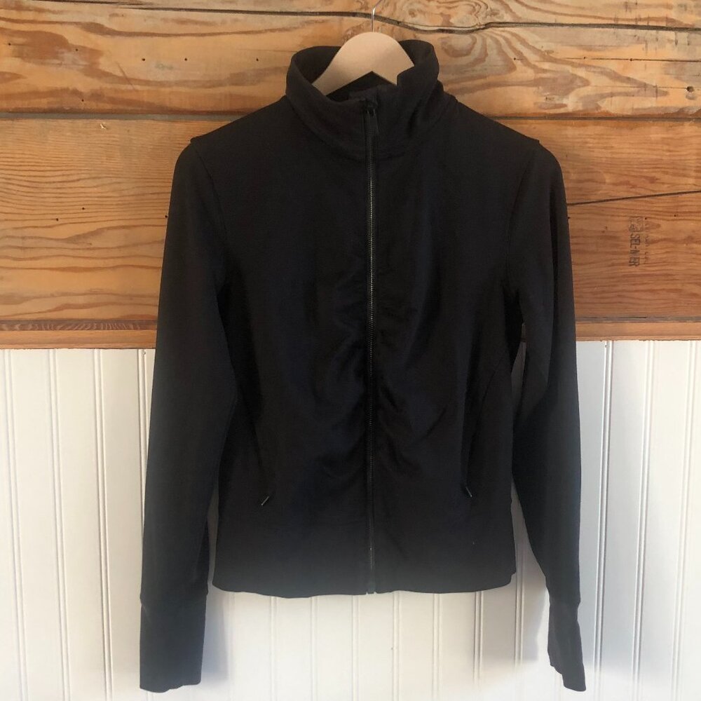 lululemon black full zip high-neck ruched front jacket